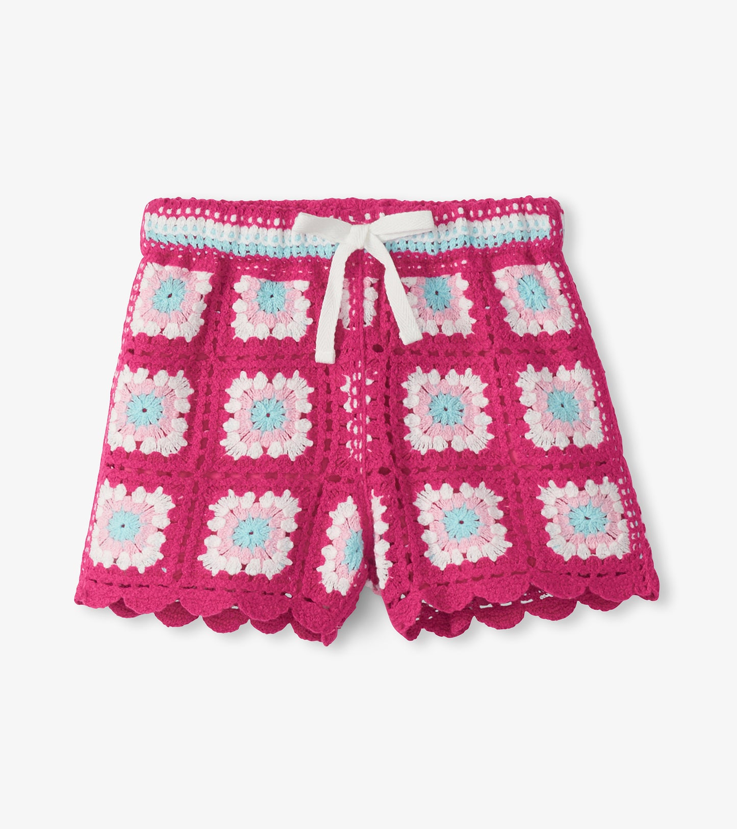 Raspberry rose crochet shorts