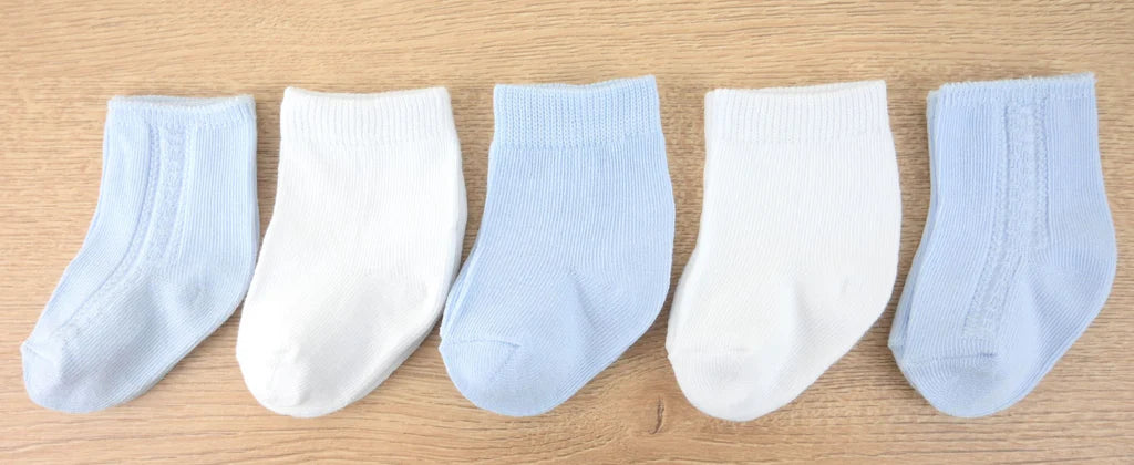 5 Pack Blue & White Socks