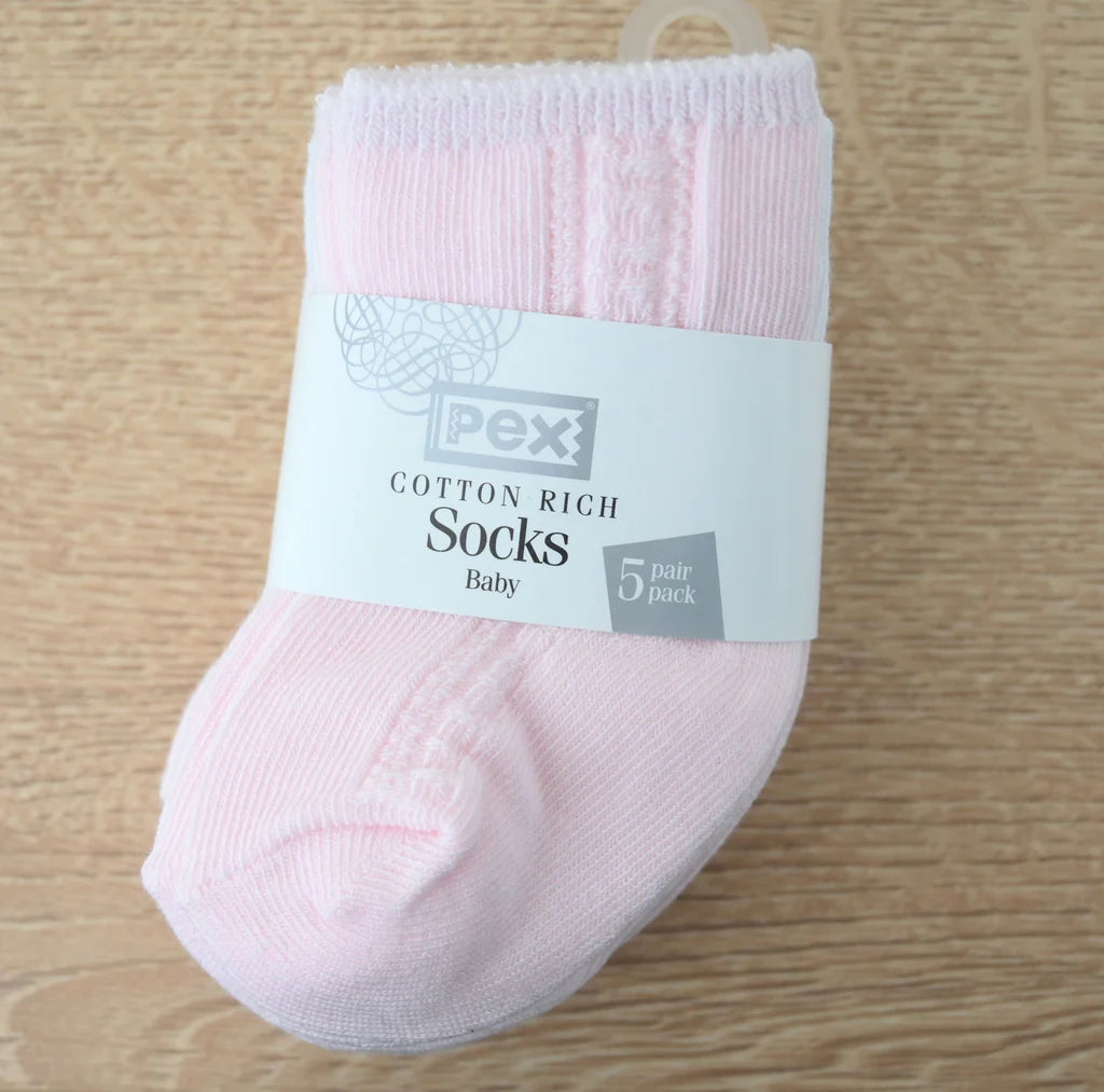 5 Pack Pink & White Socks