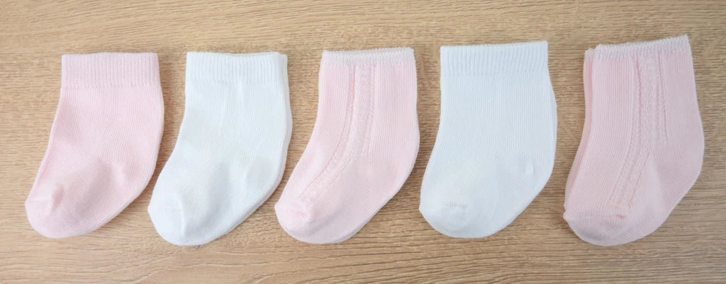 5 Pack Pink & White Socks