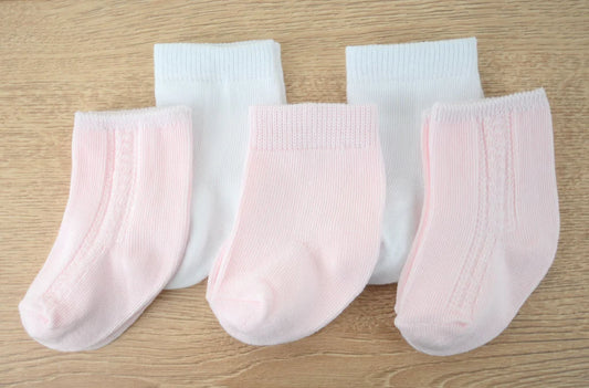 5 Pack Pink & White Socks