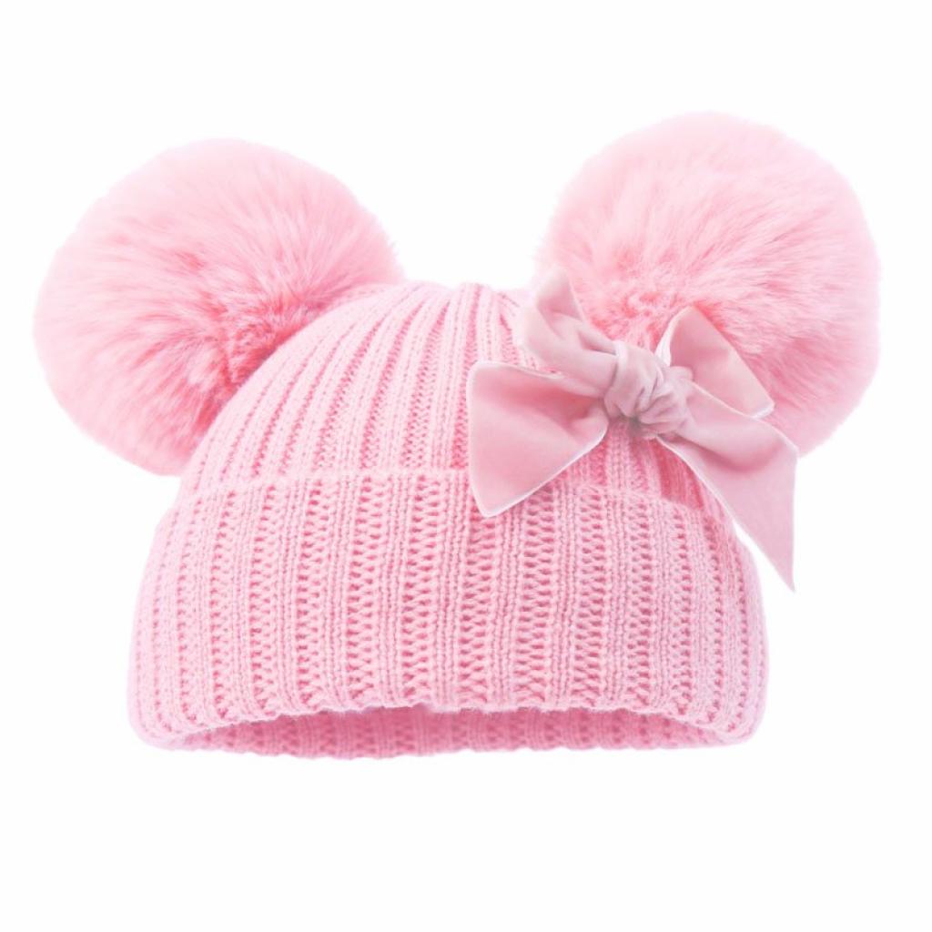 Velvet ribbon Pom Pom Hat