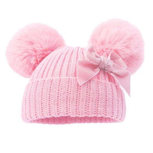 Velvet ribbon Pom Pom Hat