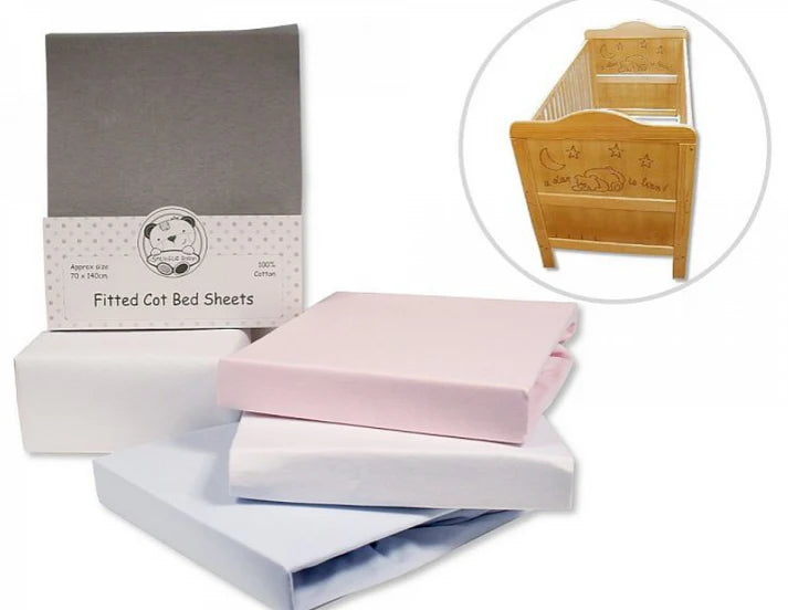 2 Pack Cotton Cot-Bed Sheets - Fitted - (70x140cm)