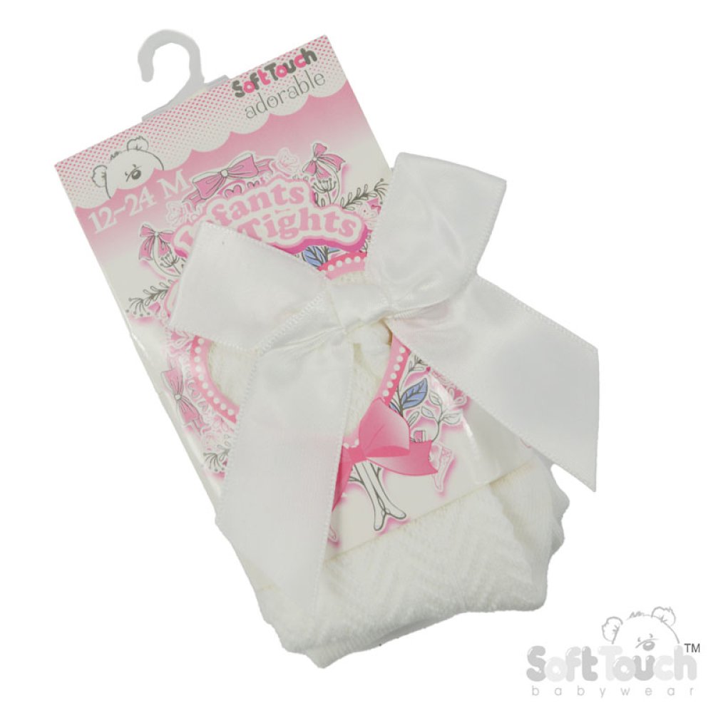 Cream Tights With Bow