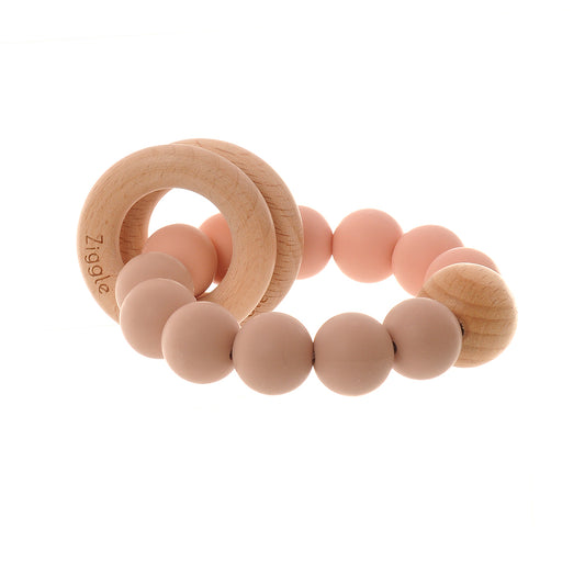 Wooden teether and rattle – blush