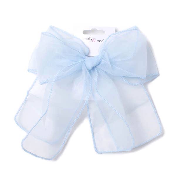 Light Blue chiffon double bow barrette clip