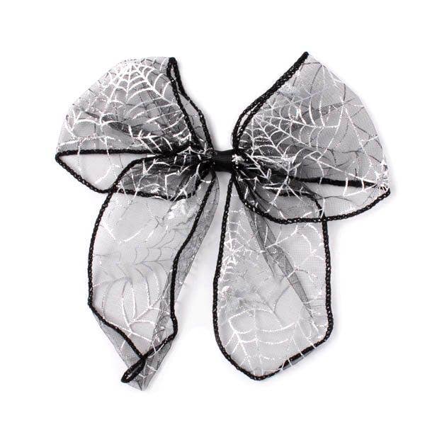 Spiderweb print bow clip 7.5cm