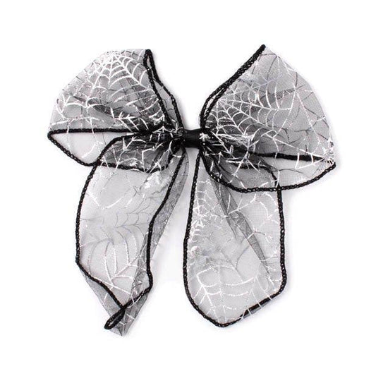 Spiderweb print bow clip 7.5cm