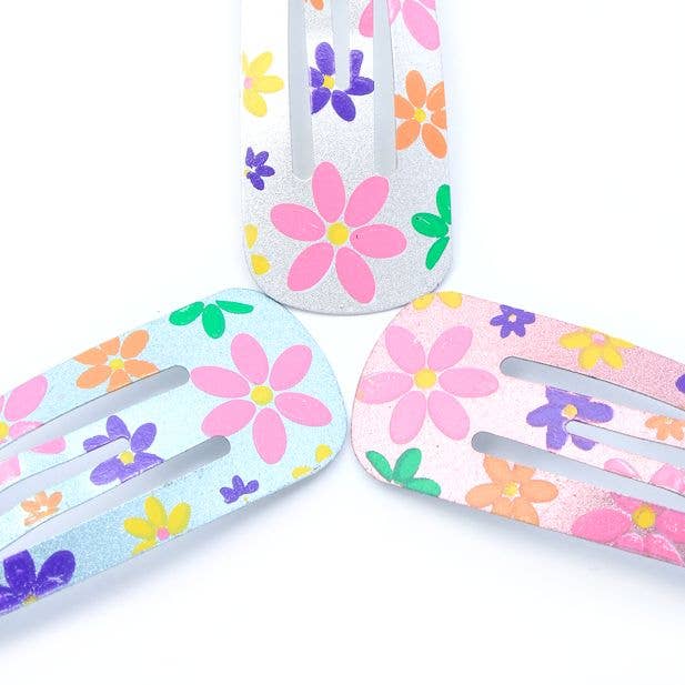 6 Metallic Daisy Hair Clips