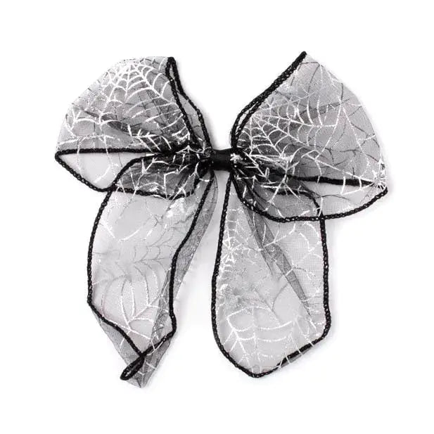 Spiderweb print bow clip 7.5cm