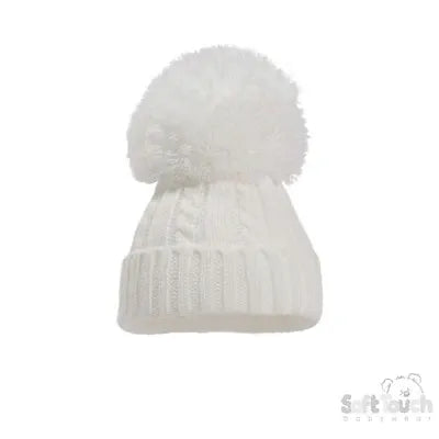 Cable Knit Hat with Pom Pom