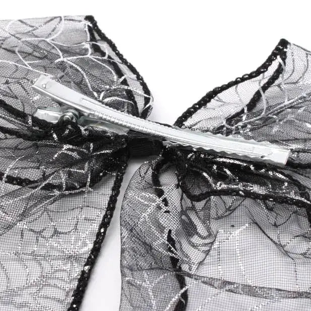Spiderweb print bow clip 7.5cm