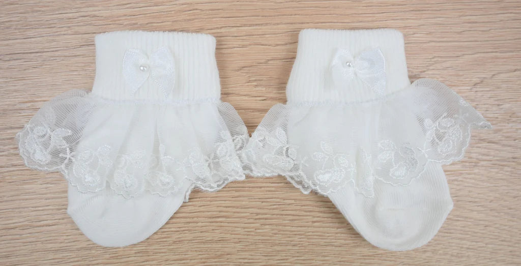 Ivory Cherry Lace Socks