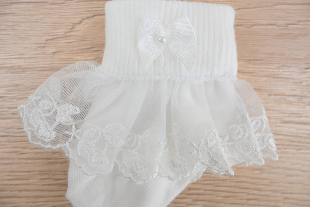 Ivory Cherry Lace Socks