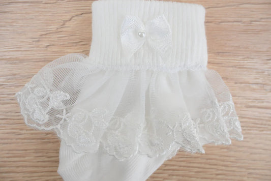 Ivory Cherry Lace Socks