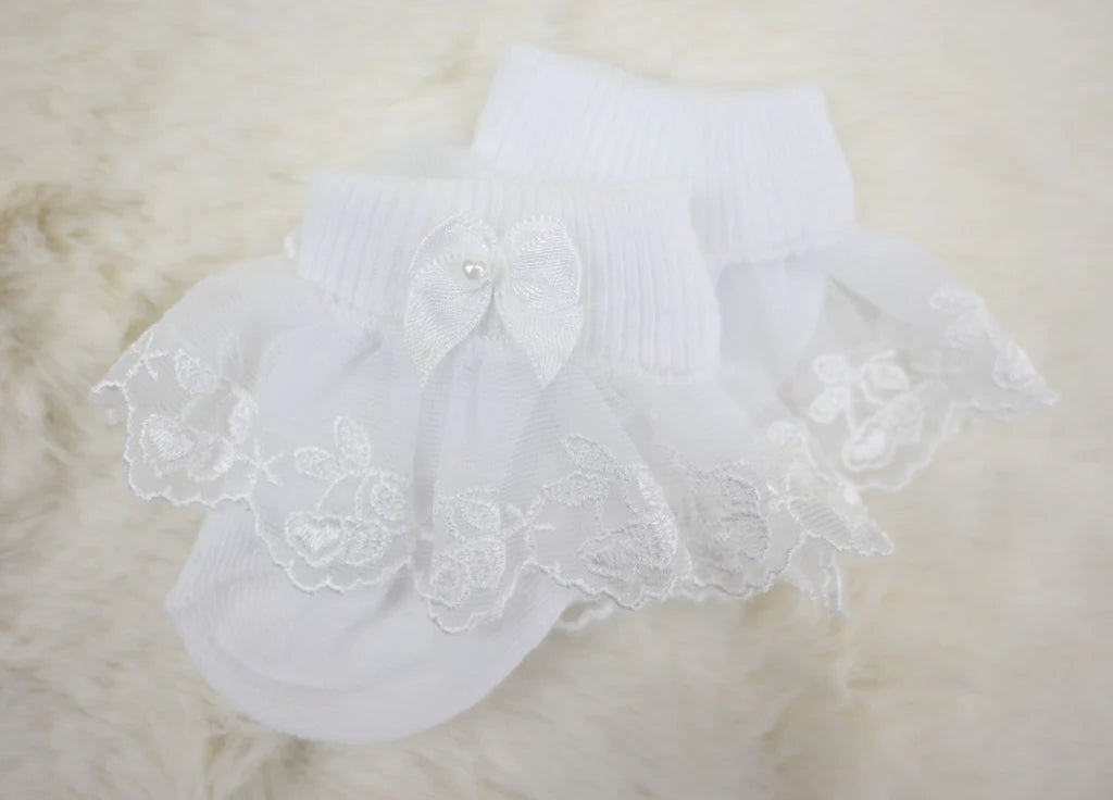 White Cherry Lace Socks