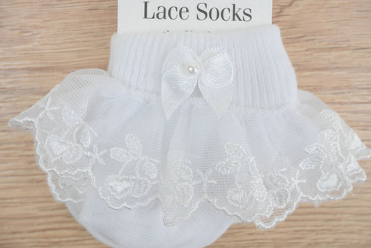 White Cherry Lace Socks
