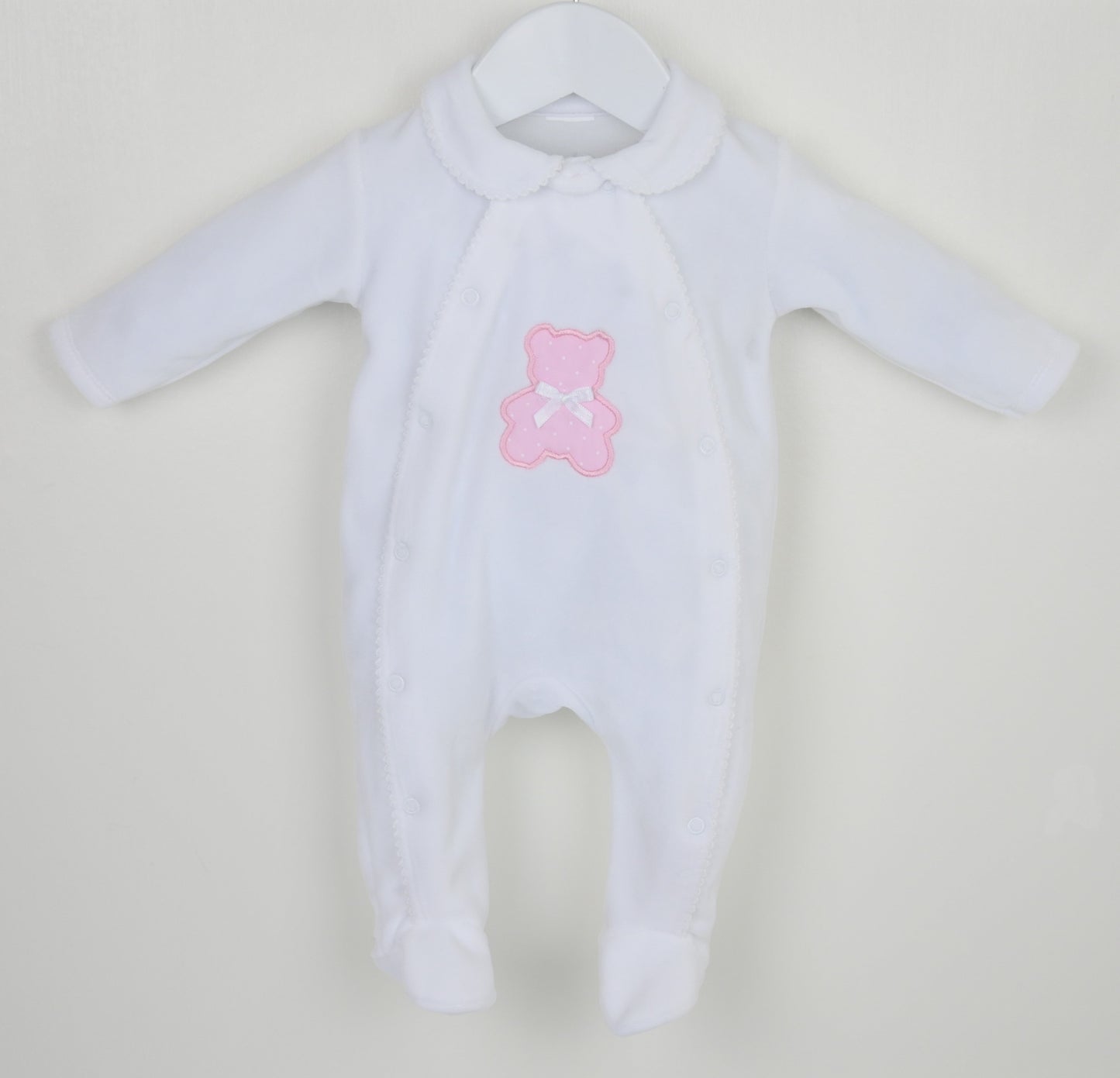 Polka Teddy Sleepsuit Pink
