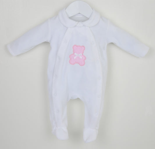 Polka Teddy Sleepsuit Pink
