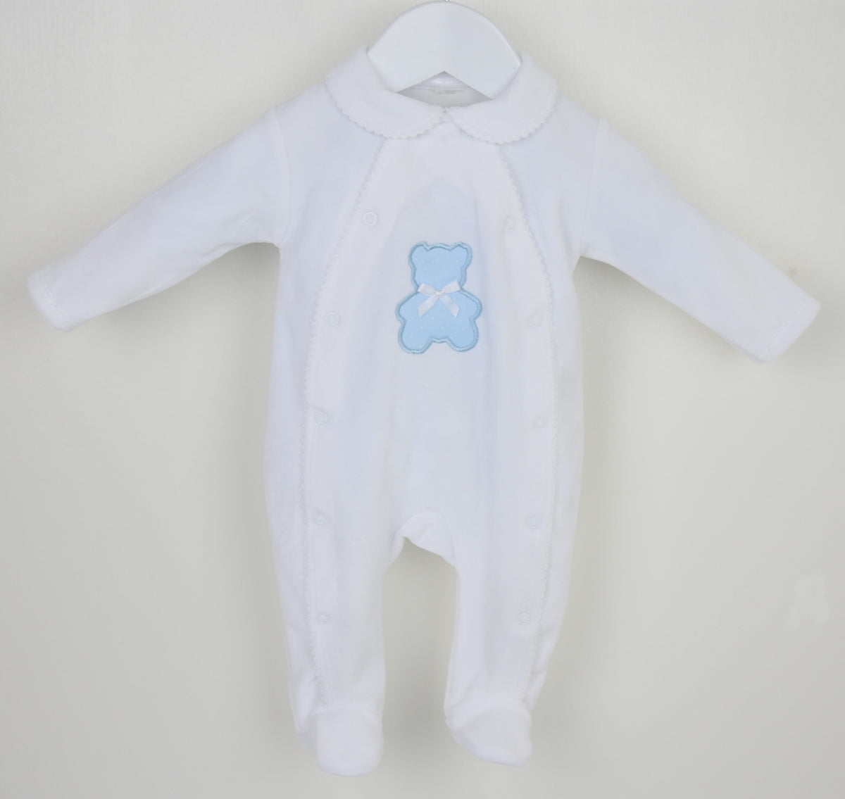 Polka Teddy Sleepsuit Blue